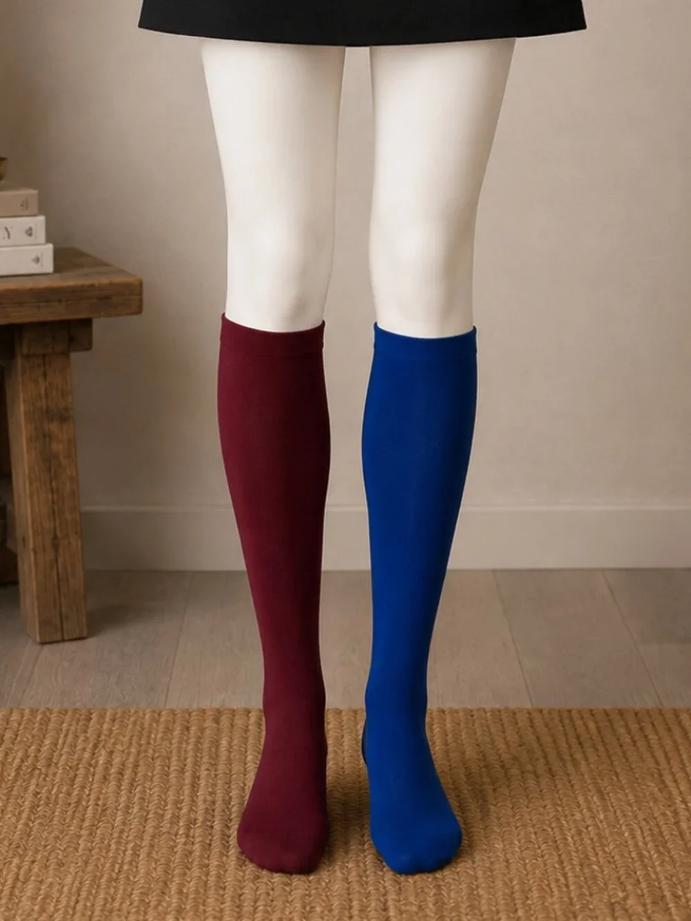 🆕 NWT NuNu Trouser Socks – Burgundy & Blue | Size 9–11